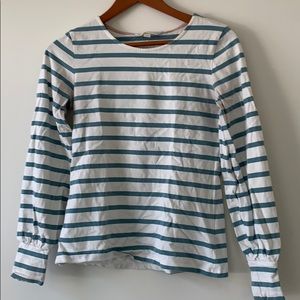Boden Striped Balloon Sleeve Shirt